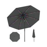 10 Feet Solar Patio Umbrella with 96 Multi-Colored Flowing LED Lights and Tilt Adjustment