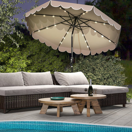 Sombrilla Solar de Patio de 10 pies con 24 Luces LED