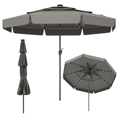 Sombrilla de patio solar de 10 pies con parte superior ventilada de 3 niveles