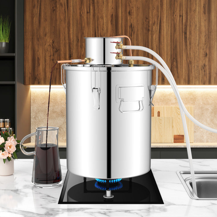 Destilador de Alcohol de 10 Galones (40 L) con 2 Ollas de Acero Inoxidable