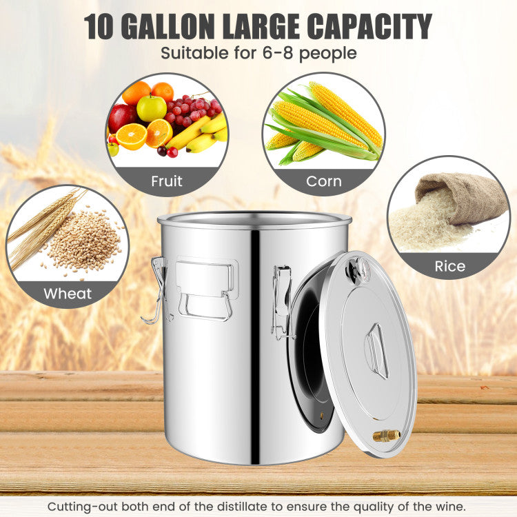 Destilador de Alcohol de 10 Galones (40 L) con 2 Ollas de Acero Inoxidable