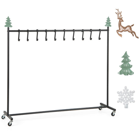 Soporte de Pie para 10 Calcetines Navideños con Ruedas - Negro