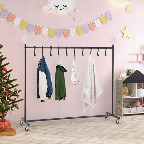 Soporte de Pie para 10 Calcetines Navideños con Ruedas - Negro