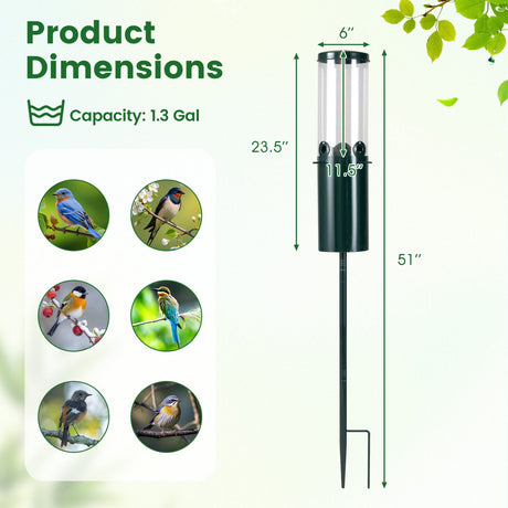 Comedero para pájaros a prueba de ardillas de 4,5 kg de gran capacidad con montaje en poste y deflector
