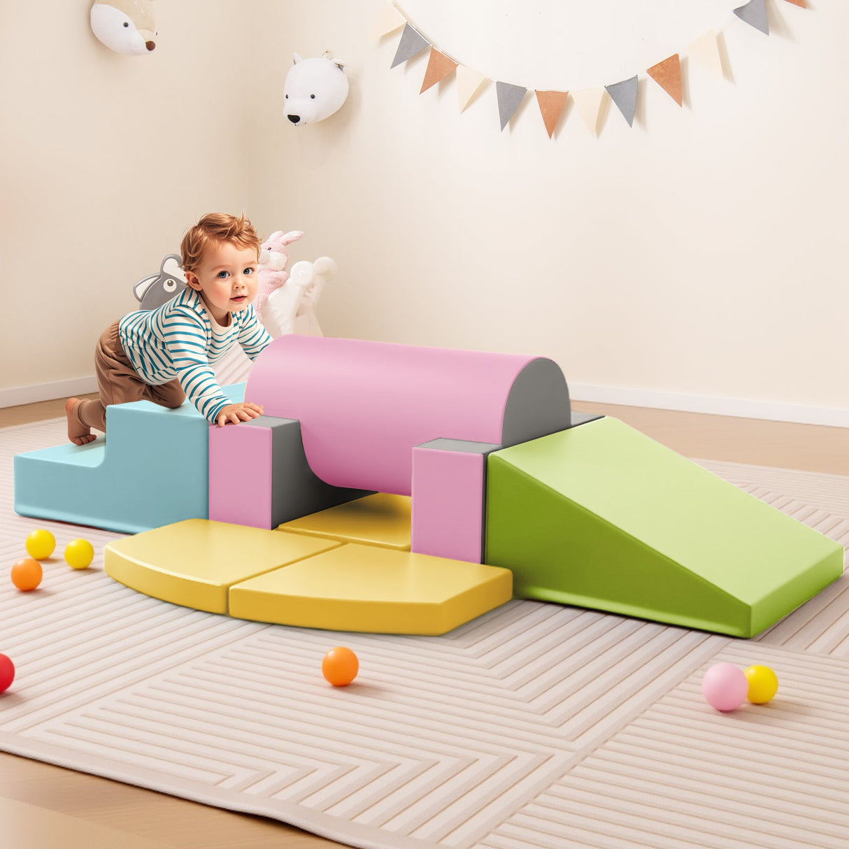 Juego de 10 piezas de bloques de construcción de espuma suave de piel sintética para trepar para niños pequeños