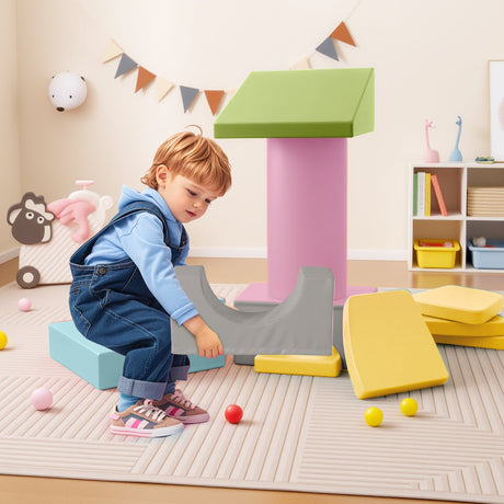 Juego de 10 piezas de bloques de construcción de espuma suave de piel sintética para trepar para niños pequeños