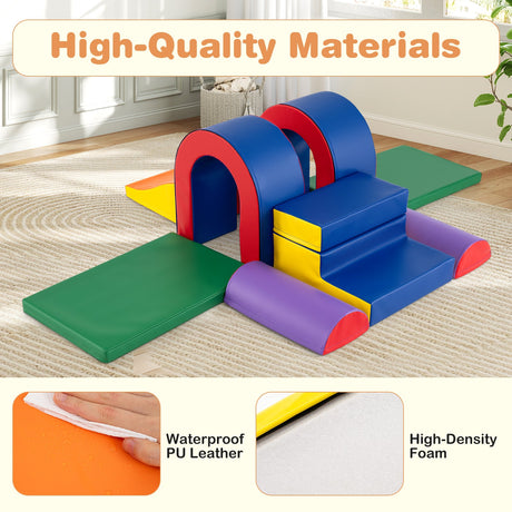 10 piezas de bloques de espuma para escalar, gimnasio de juegos de cuero PU suave, estructuras ligeras para trepar para bebés - Multicolor