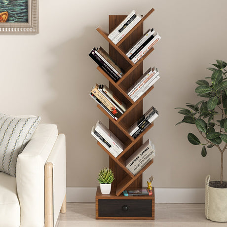 Estantería de árbol de 10 niveles con cajón y kit antivuelco