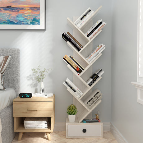 Estantería de árbol de 10 niveles con cajón y kit antivuelco