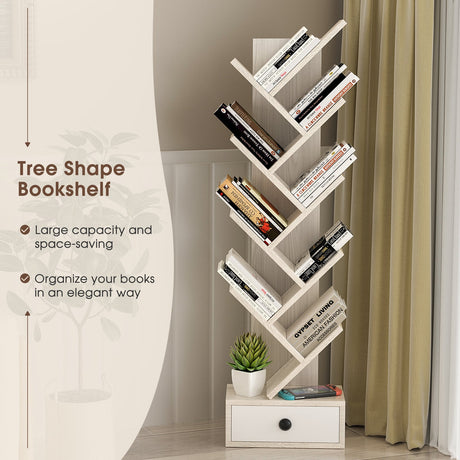 Estantería de árbol de 10 niveles con cajón y kit antivuelco