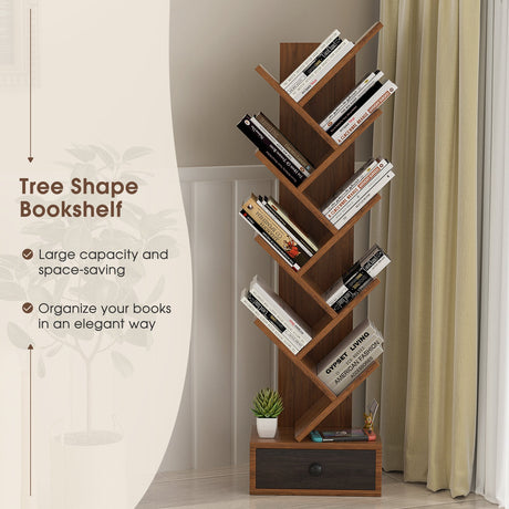Estantería de árbol de 10 niveles con cajón y kit antivuelco