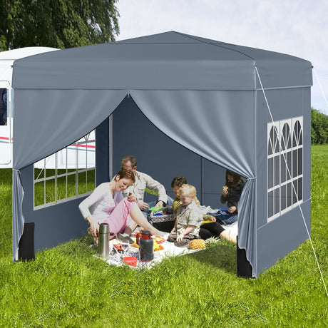 Carpa plegable de 3 X 3 m para patio exterior, parasol comercial con 4 paredes laterales