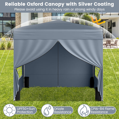 Carpa plegable de 3 X 3 m para patio exterior, parasol comercial con 4 paredes laterales