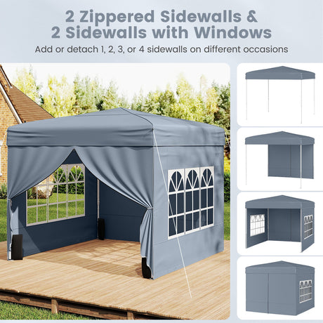 Carpa plegable de 3 X 3 m para patio exterior, parasol comercial con 4 paredes laterales