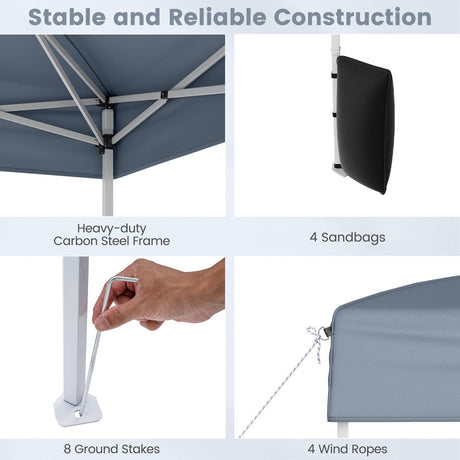 Carpa plegable de 3 X 3 m para patio exterior, parasol comercial con 4 paredes laterales