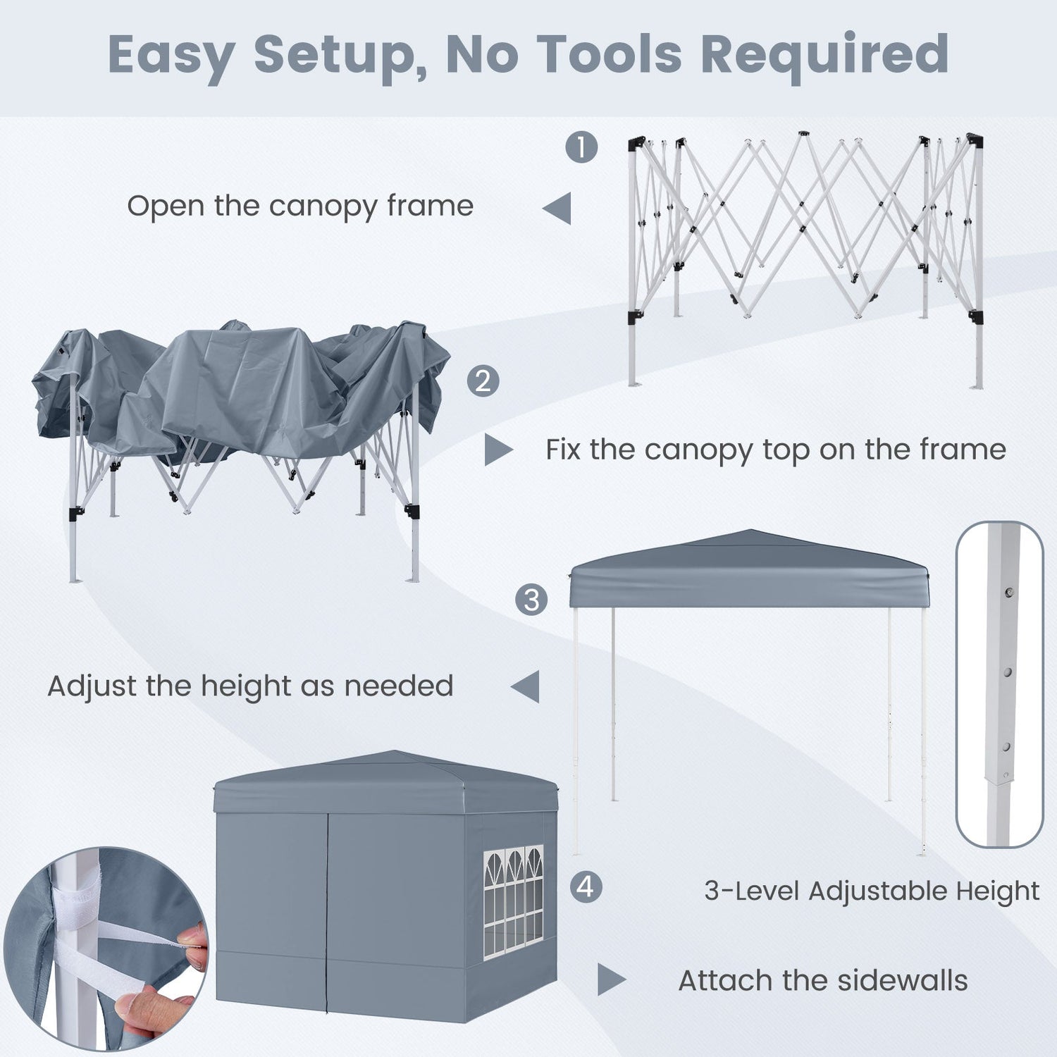 10 X 10 FT Pop up Canopy Tent Outdoor Patio Commercial Sunshade Shelter with 4 Sidewalls