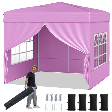 Carpa plegable de 3 X 3 m para patio exterior, parasol comercial con 4 paredes laterales
