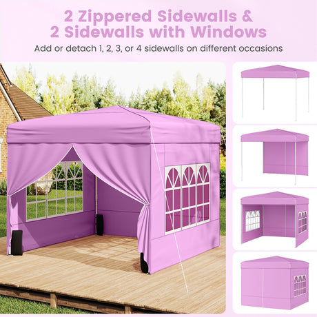 Carpa plegable de 3 X 3 m para patio exterior, parasol comercial con 4 paredes laterales