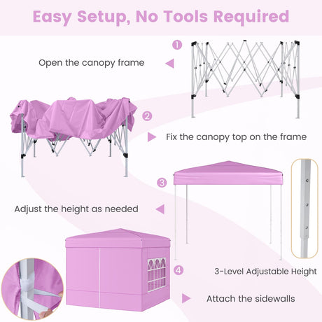 Carpa plegable de 3 X 3 m para patio exterior, parasol comercial con 4 paredes laterales