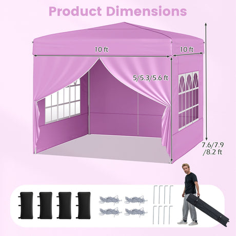 Carpa plegable de 3 X 3 m para patio exterior, parasol comercial con 4 paredes laterales