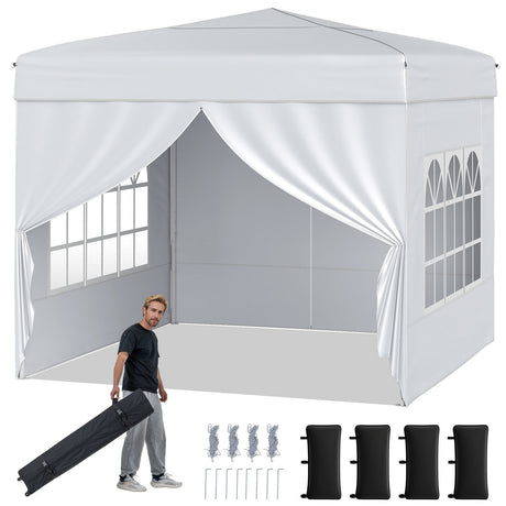 Carpa plegable de 3 X 3 m para patio exterior, parasol comercial con 4 paredes laterales