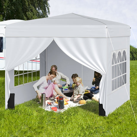 Carpa plegable de 3 X 3 m para patio exterior, parasol comercial con 4 paredes laterales