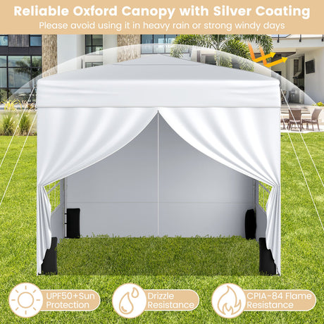 Carpa plegable de 3 X 3 m para patio exterior, parasol comercial con 4 paredes laterales