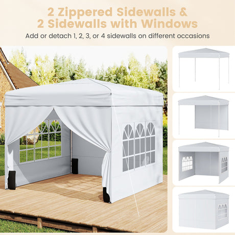 Carpa plegable de 3 X 3 m para patio exterior, parasol comercial con 4 paredes laterales