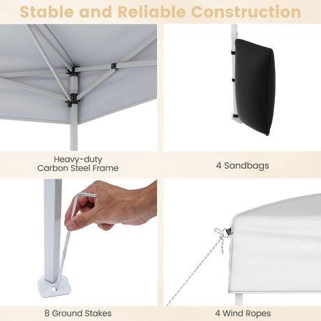 Carpa plegable de 3 X 3 m para patio exterior, parasol comercial con 4 paredes laterales