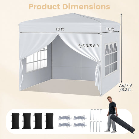 Carpa plegable de 3 X 3 m para patio exterior, parasol comercial con 4 paredes laterales