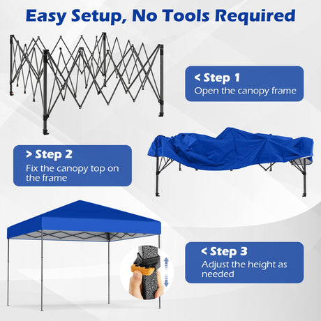 Carpa Cenador Plegable de 10 X 10 Pies con Bolsa de Transporte Portátil y 8 Estacas