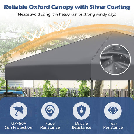Carpa Cenador Plegable de 10 X 10 Pies con Bolsa de Transporte Portátil y 8 Estacas