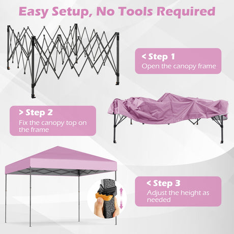 Carpa Cenador Plegable de 10 X 10 Pies con Bolsa de Transporte Portátil y 8 Estacas