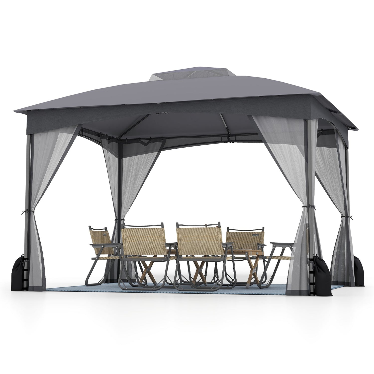 10 X 12 FT Patio Gazebo with Netting Walls with 4 Sandbags