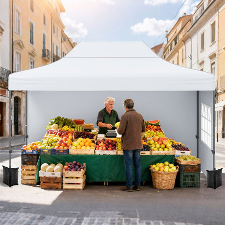 Carpa Cenador Plegable 10 X 14 Pies Para Patio Exterior Comercial Parasol Refugio-Blanco