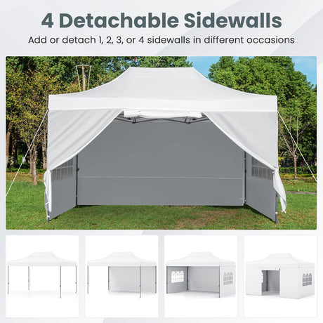 Carpa Cenador Plegable 10 X 14 Pies Para Patio Exterior Comercial Parasol Refugio-Blanco