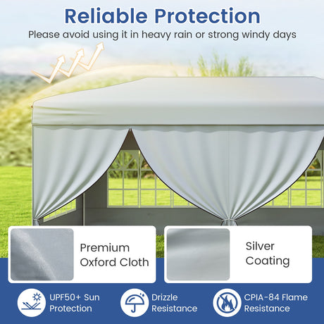 Carpa Pop-Up de 10 x 20 Pies de Montaje Instantáneo con 6 Paredes Laterales