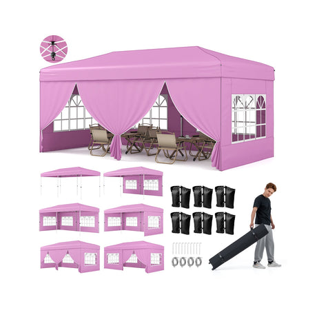 Carpa Pop-Up de 10 x 20 Pies de Montaje Instantáneo con 6 Paredes Laterales