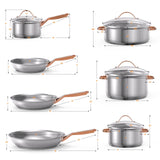 Juego de utensilios de cocina de acero inoxidable de 11 piezas con asas doradas que no se calientan