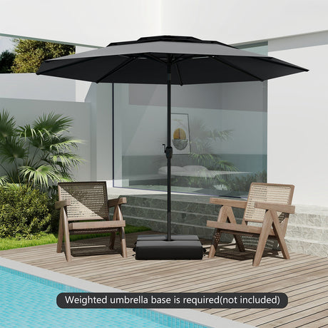Parasol de patio de 3 niveles con ventilación de 3 metros y botón de inclinación