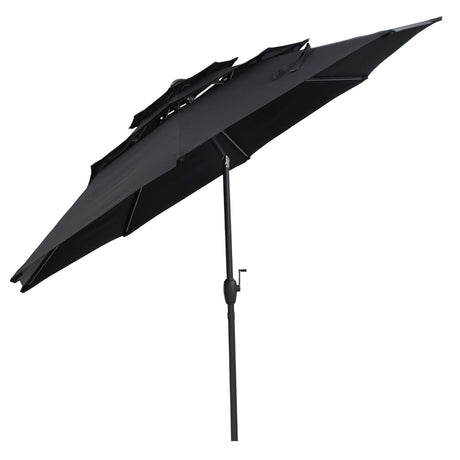 Parasol de patio de 3 niveles con ventilación de 3 metros y botón de inclinación