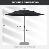 10 ft 3-tier Vented Patio Umbrella with Push Button Tilt