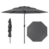 10 ft 3-tier Vented Patio Umbrella with Push Button Tilt