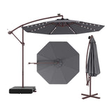 10 Ft Patio Umbrella Offset Cantilever Umbrella with 40 Solar Powered Lights