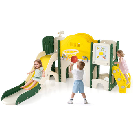 Juego de tobogán para niños pequeños 10 en 1, parque infantil interior con tobogán y escalador