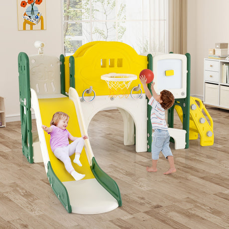 Juego de tobogán para niños pequeños 10 en 1, parque infantil interior con tobogán y escalador