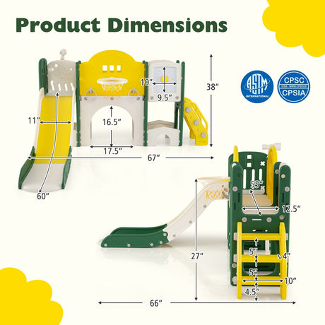 Juego de tobogán para niños pequeños 10 en 1, parque infantil interior con tobogán y escalador