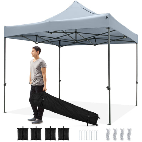 Carpa con toldo pop-up para exteriores de 10 x 10 pies, fácil de armar, refugio tipo mirador con bolsa con ruedas