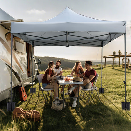 Carpa con toldo pop-up para exteriores de 10 x 10 pies, fácil de armar, refugio tipo mirador con bolsa con ruedas