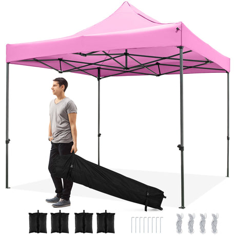 Carpa con toldo pop-up para exteriores de 10 x 10 pies, fácil de armar, refugio tipo mirador con bolsa con ruedas